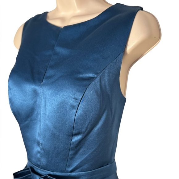 TS Couture A-Line Corset Back Puff Dress Womens Size L Blue Satin Gown Dress - Picture 2 of 15